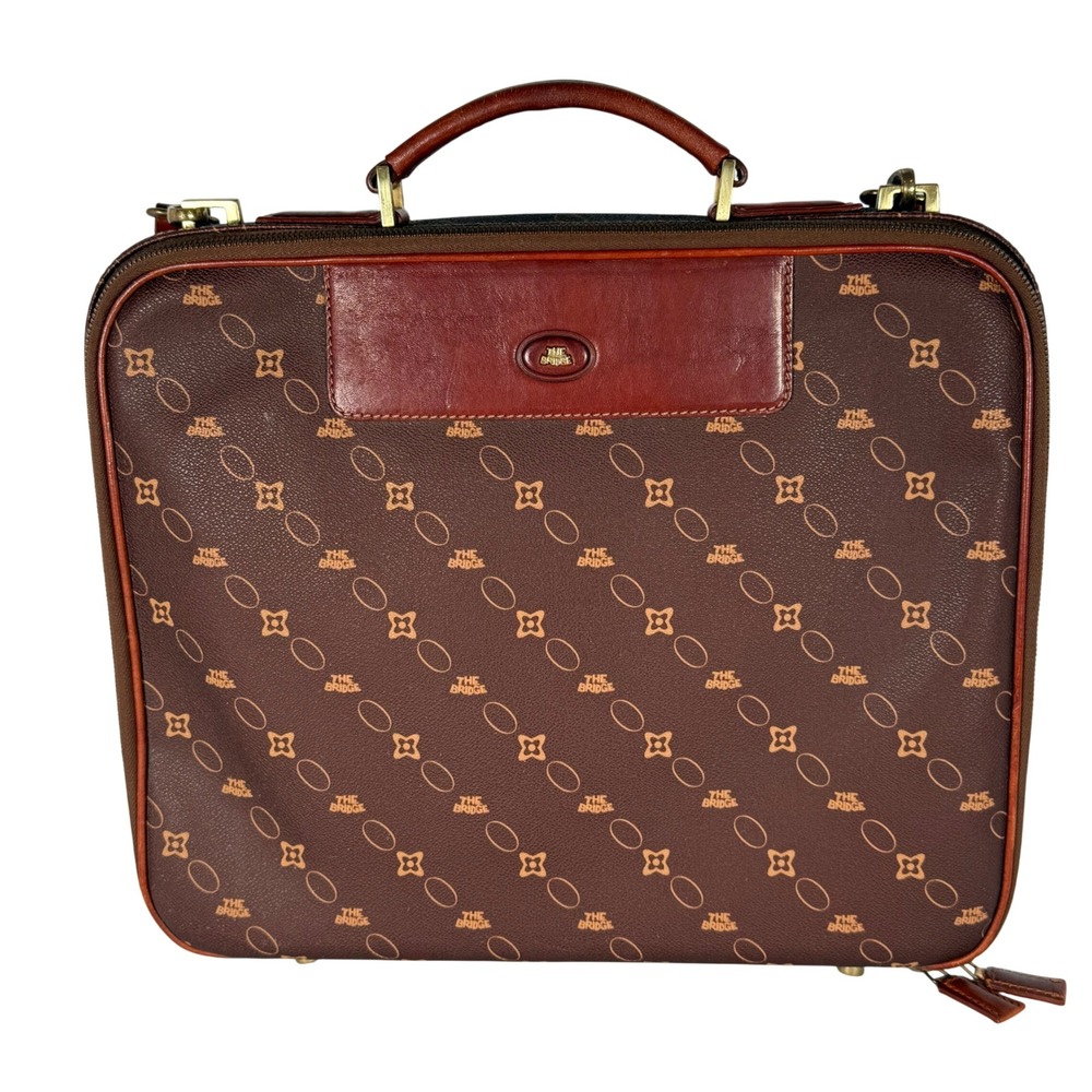 The Bridge Vintage‎ Briefcase Brown Monogram Coated Canvas Messenger Bag